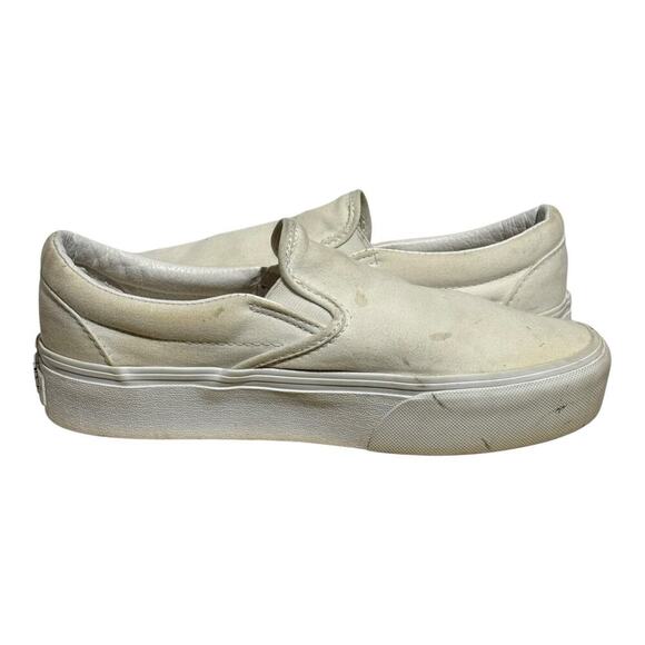 Vans Classic Slip On White Canvas Sneakers Women's 8 Triple White 721356 - Picture 7 of 8